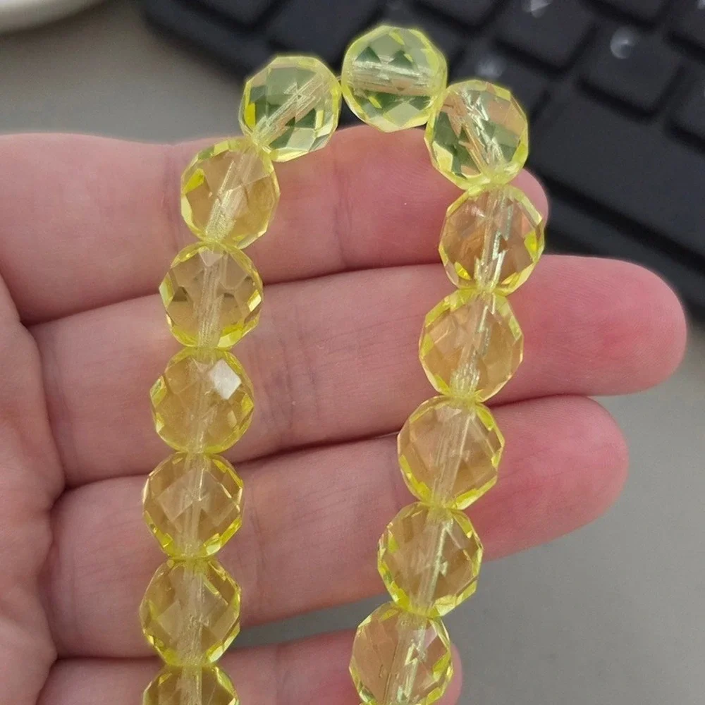 25pcs Vaseline Uranium 12MM Glass Beads UV Light Reactive Firepolish Czech Facet